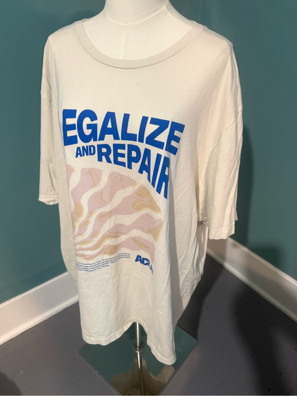 ACLU Legalize and Repair Graphic T-Shirt 4XL Cream 100% Cotton Unisex MJ Reform